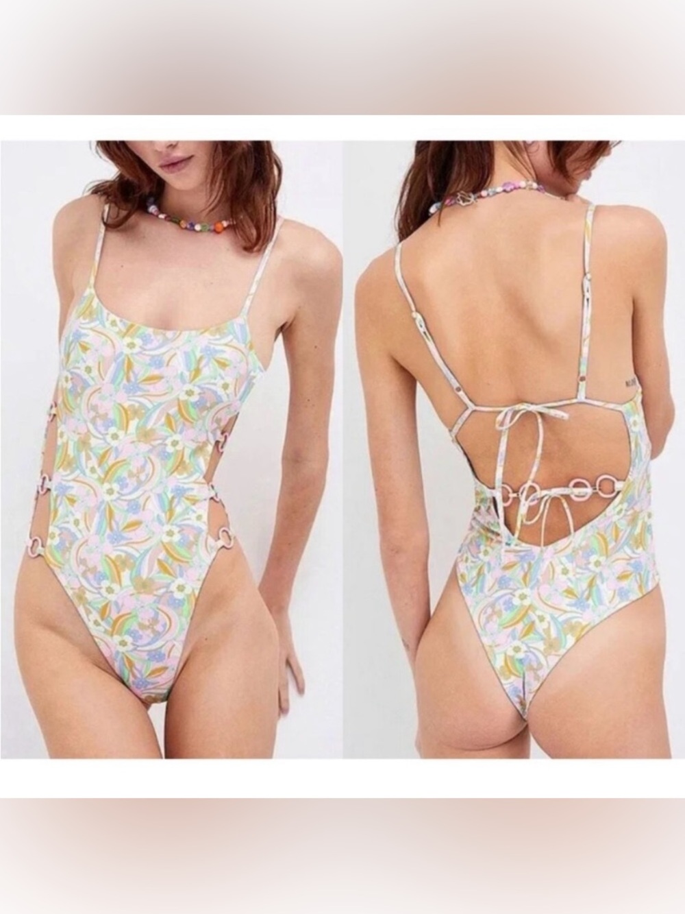 For Love and Lemons Devon Floral One-Piece Swimsuit NWT